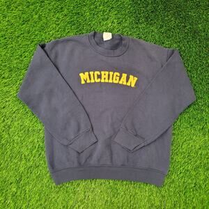 Vintage 90s Michigan University Sweatshirt M/L 23x24 Cropped Arch Boxy